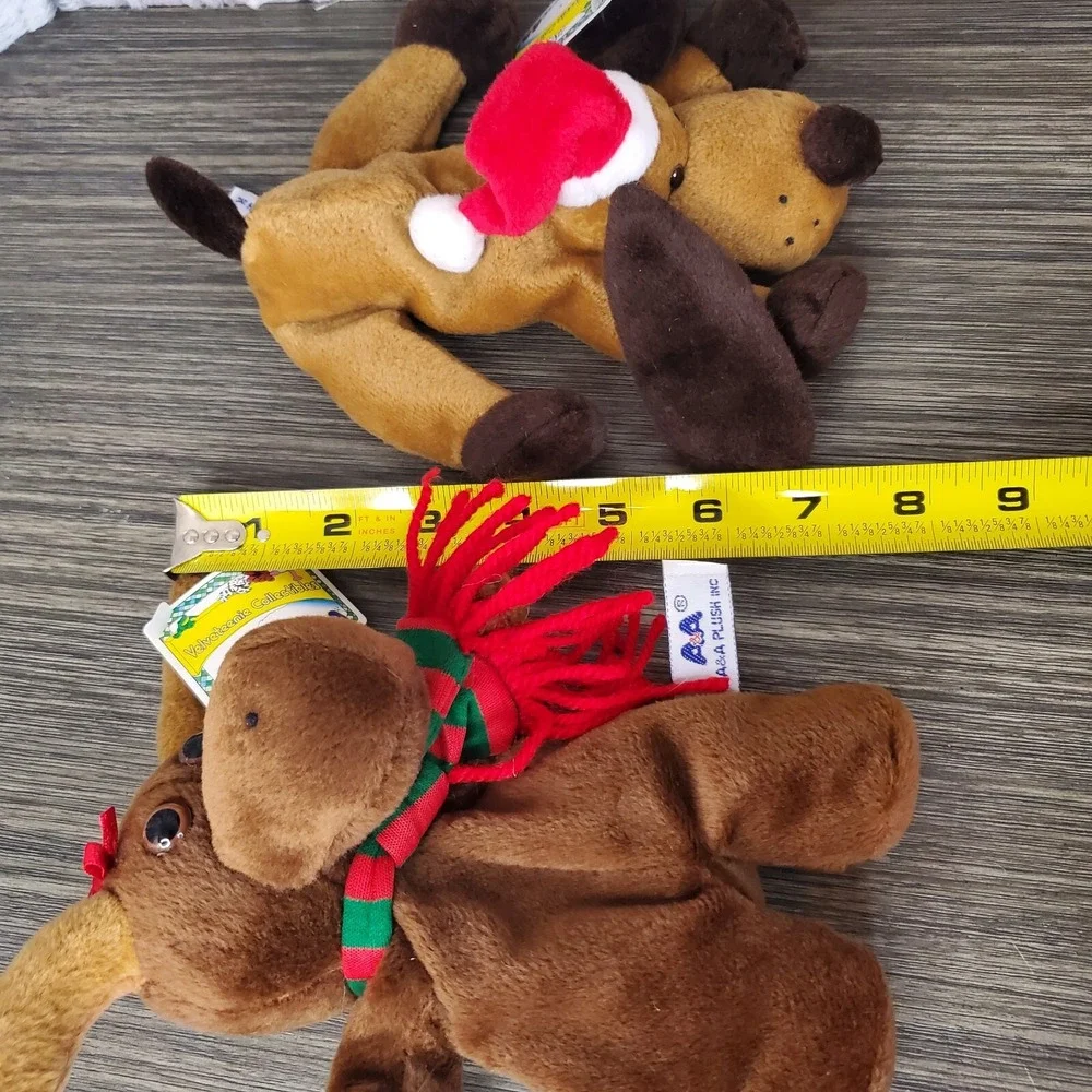 A&a Global Velventeenie Beanie Moose And Christmas Houbd Dog Holiday Plush Lot